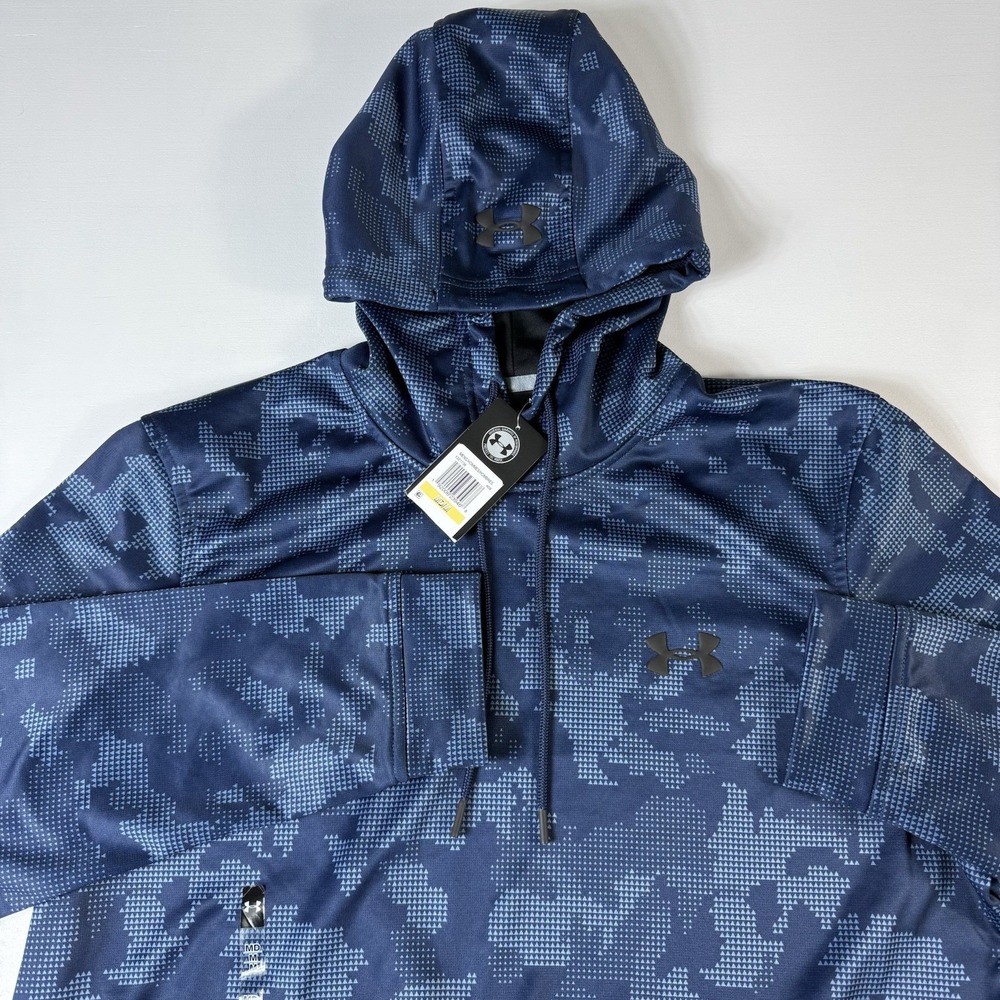 Under Armour Pullover Hoodie Mens Medium Hooded‎ Jacket Cold Gear Camo Blue NWT